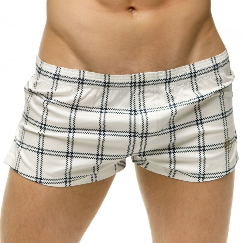 marcuse boxer shorts in ivory with black check print