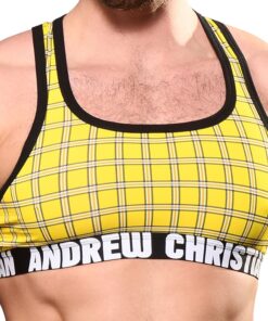 Andrew Christian Plaid Sports Bra - Yellow S