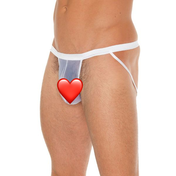 Mens White See Through Jock Strap