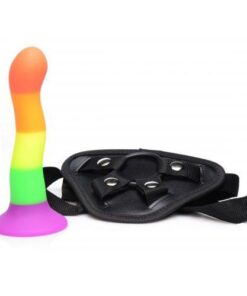 Alternative view of XR Proud Rainbow Silicone Dildo with Harness