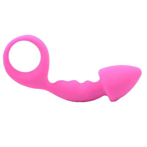 Pink Silicone Curved Comfort Butt Plug - Image 2
