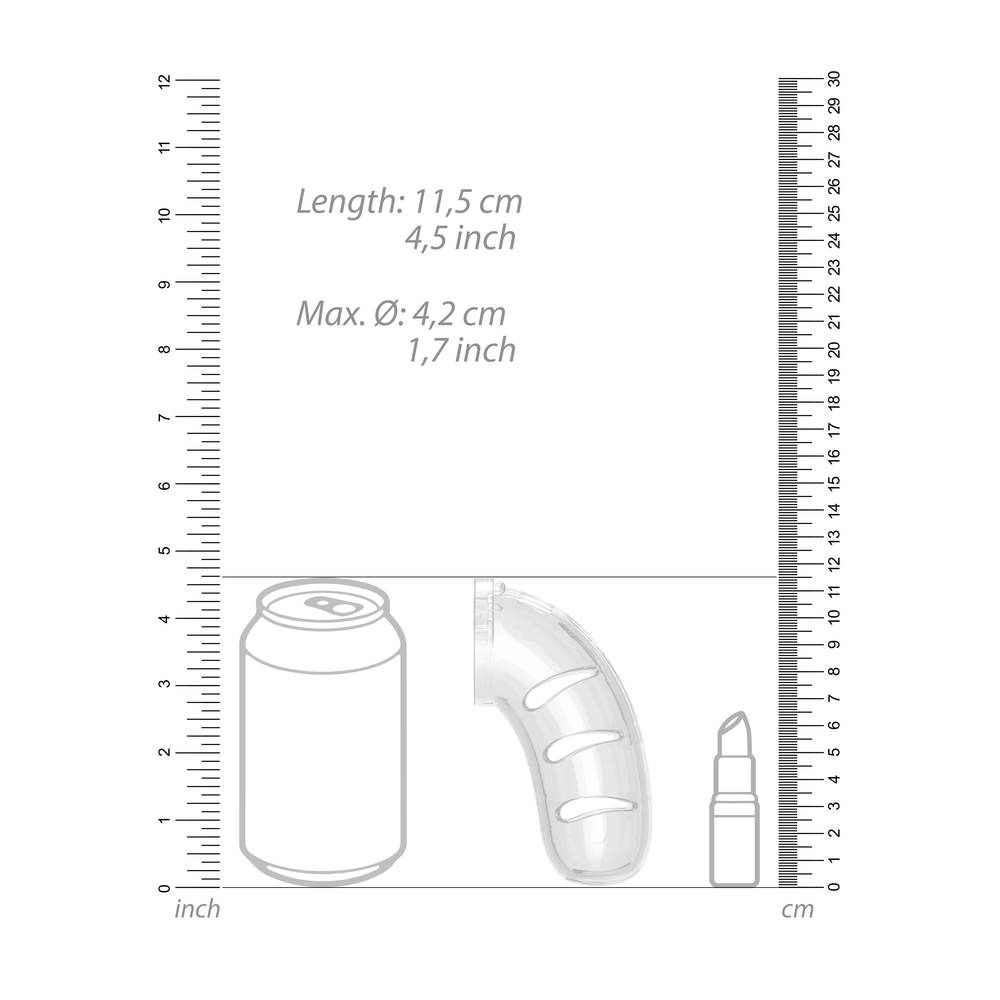 Man Cage 11  Male 4.5 Inch Clear Chastity Cage With Anal Plug - Image 4