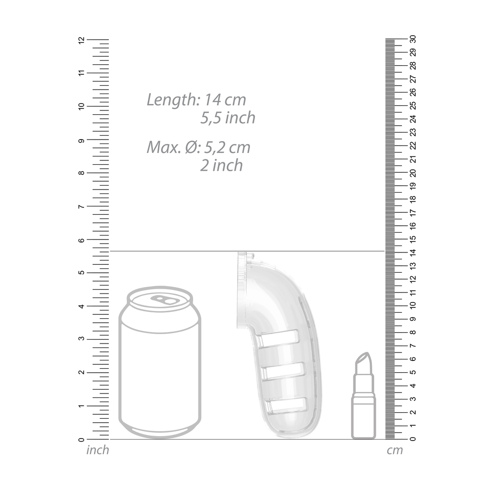Man Cage 12 Male 5.5 Inch Clear Chastity Cage With Anal Plug - Image 4