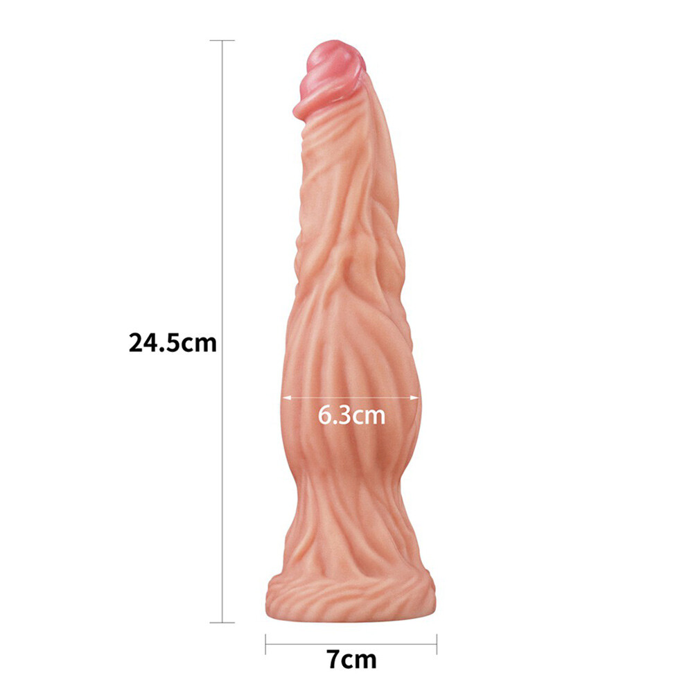 Lovetoy 9.5 Inch Dual Layered Silicone Cock Flesh Pink - Image 2