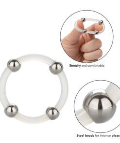 Alternative view of Steel Beaded Silicone Cock Ring XL