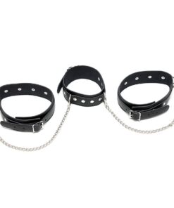 Leather Neck And Leg Chain Cuffs